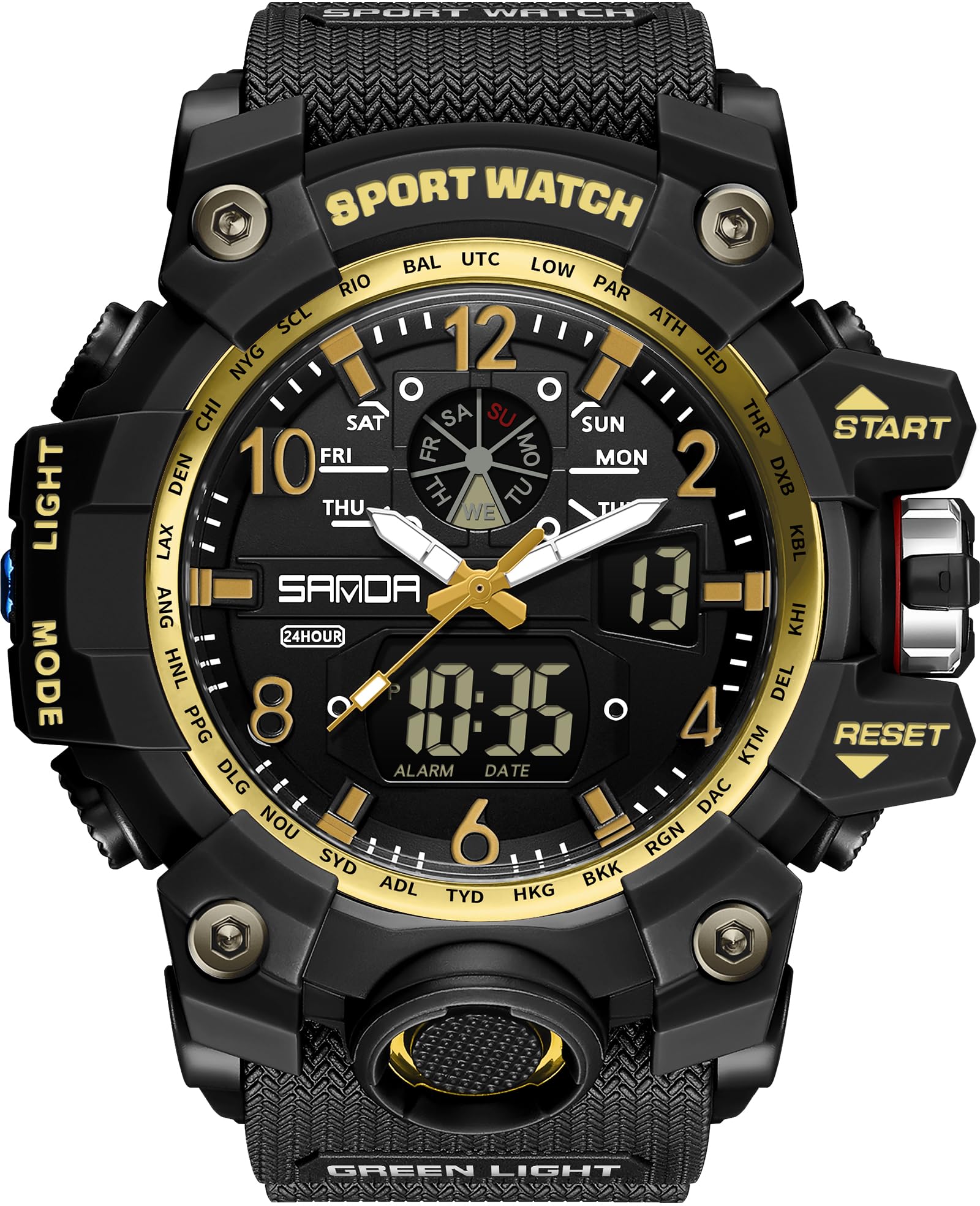 Orologio digitale da polso da uomo, sportivo, digitale, 5 ATM, impermeabile, militare, da uomo, con sveglia, data, cronometro per uomini, orologio tattico, cinturino in plastica