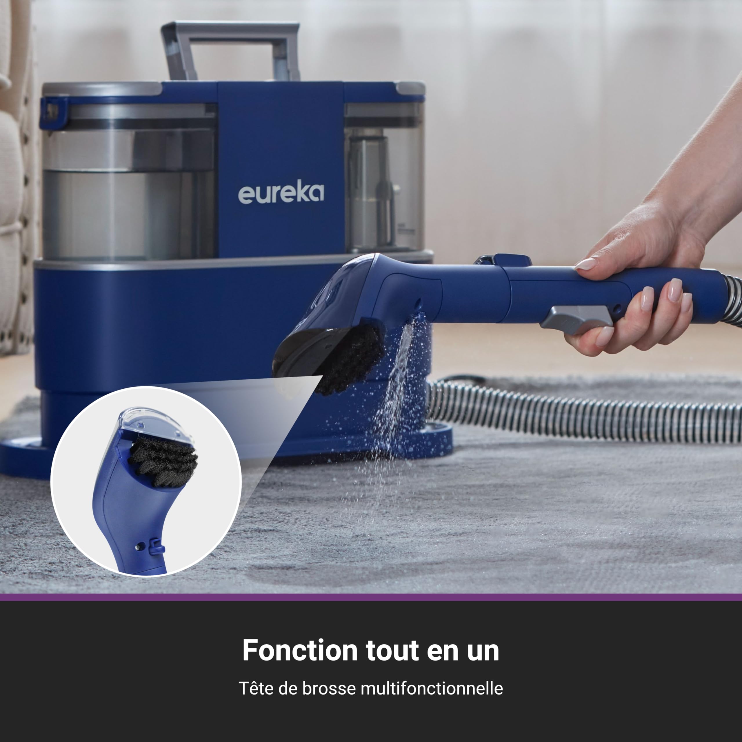 Eureka NEY100 Nettoyeur Canapé Tissu 12500Pa,Aspirateur Nettoyeur de Tapis pour canapé, Tapis, Rembourrage, Voiture,Shampouineuse avec Réservoir d'Eau de 1,5 Litre et Détergent de 450 ml