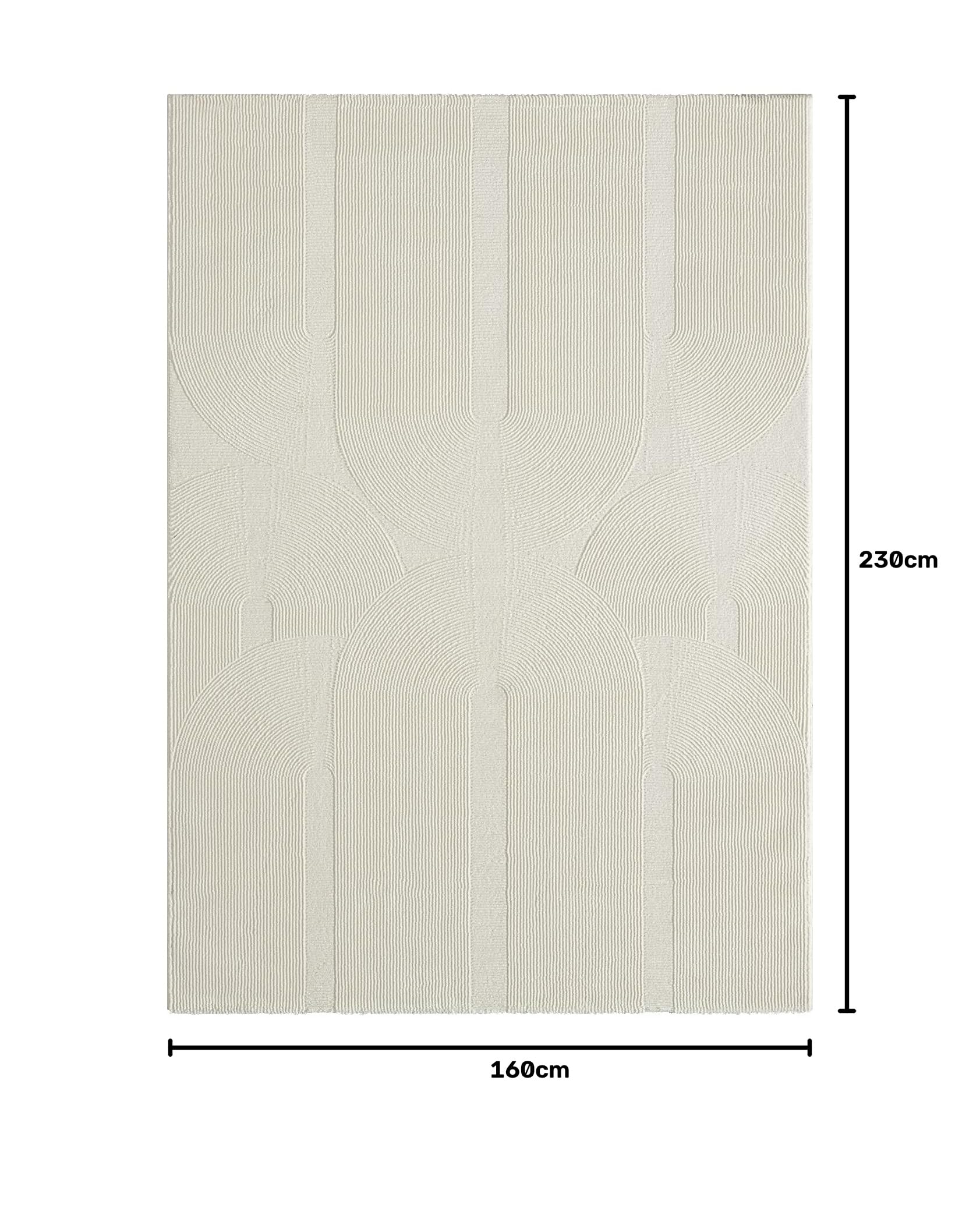 the carpet Lima Tappeto di design sostenibile ed ecologico, morbido e facile da pulire, effetto 3D, lavabile, pile 100% poliestere riciclato, crema, 160 x 230 cm