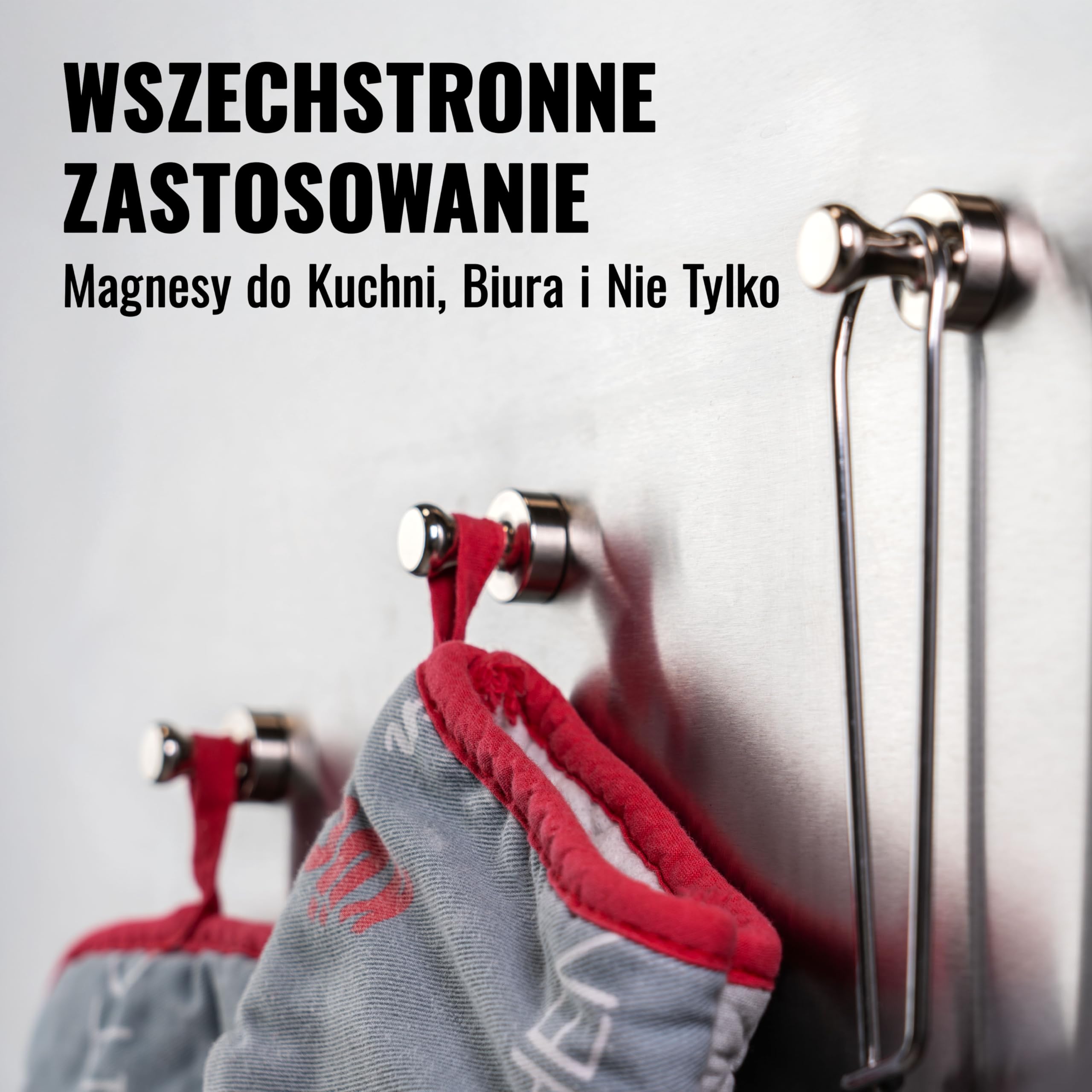 Poppstar 10 magnesów stożkowych (20x25 mm, mocne, siła przyczepności 12 kg), kolor srebrny