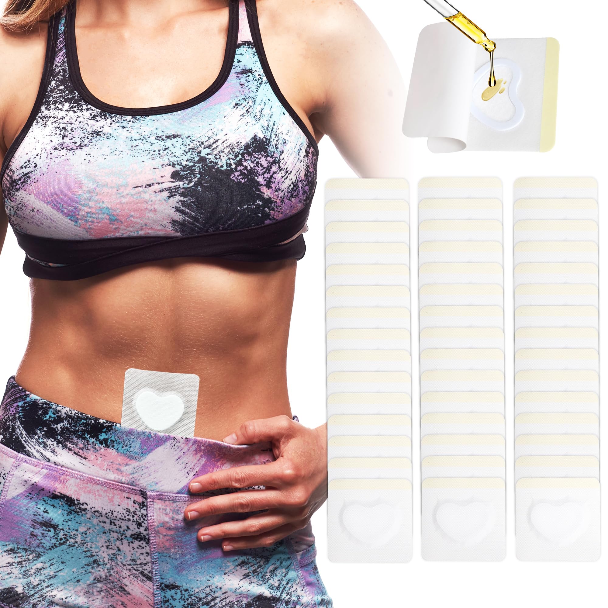 45pcs Castor Oil Patches for Belly Button, Castor Oil Pack Wrap for Belly Button, Self Adhesive Disposable Patch Cover