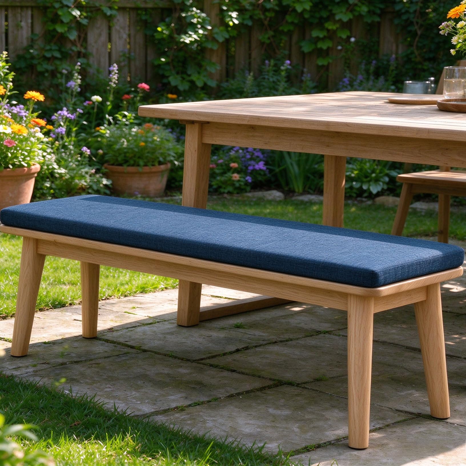 Cojín de Banco Grosor 5Cm Funda Desmontable Lavable 55x100cm Azul Oscuro