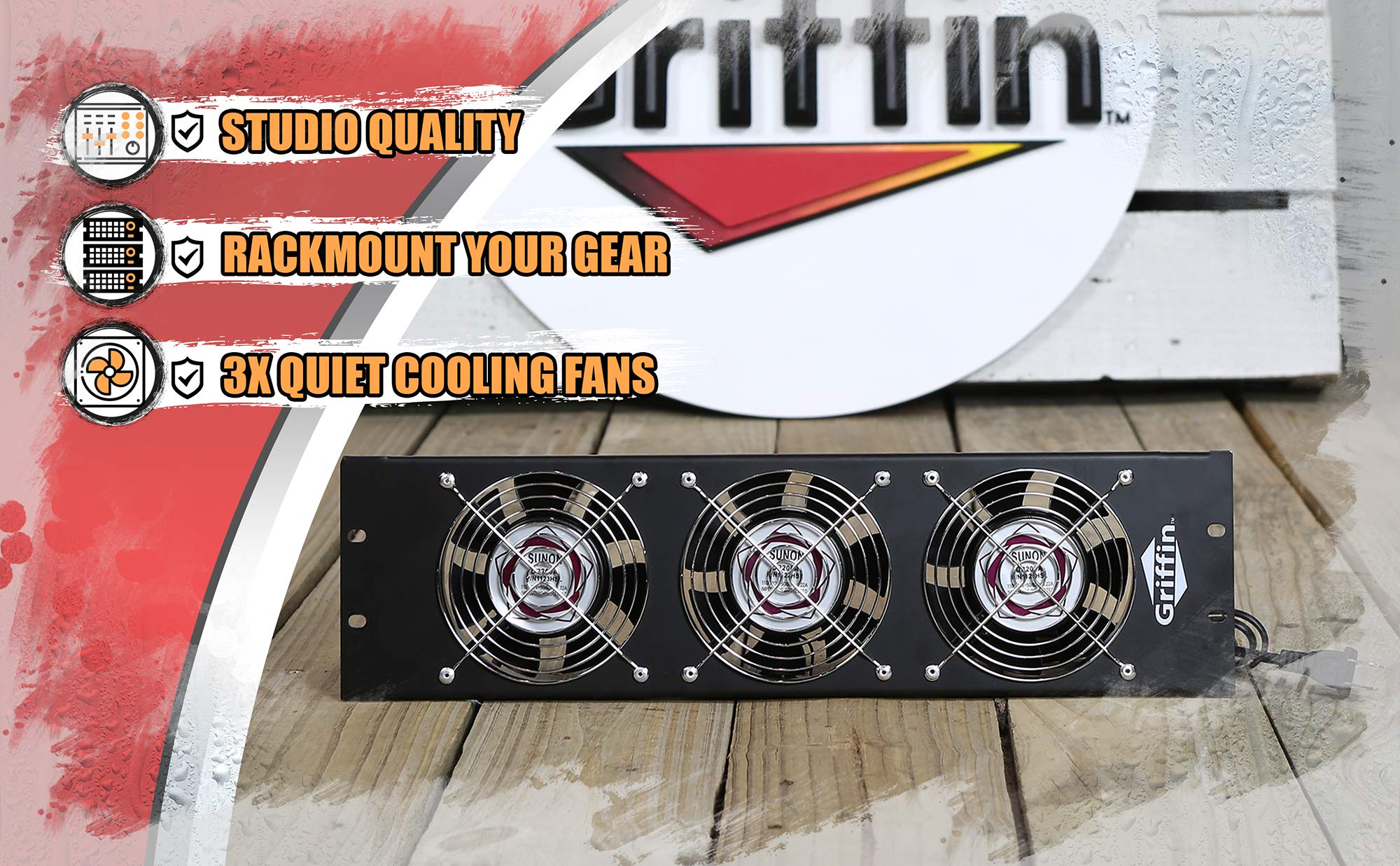 GRIFFIN Rackmount Cooling Fan 3U UltraQuiet Triple Exhaust Fans