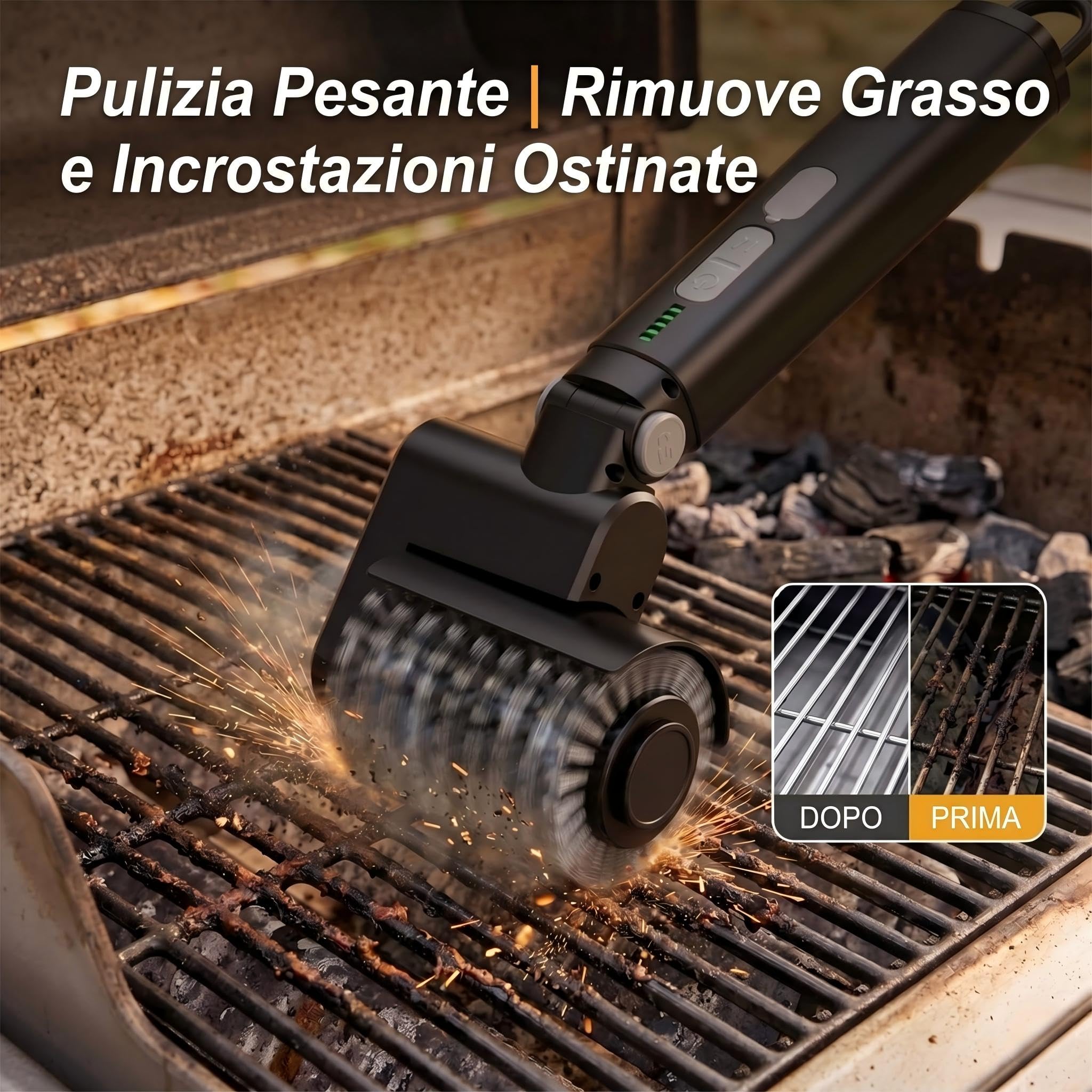Testine di ricambio per spazzola elettrica per grill, kit di ricambio 3 in 1 per barbecue, include testina in filo di acciaio inossidabile, tampone per lucidatura e spugnetta abrasiva