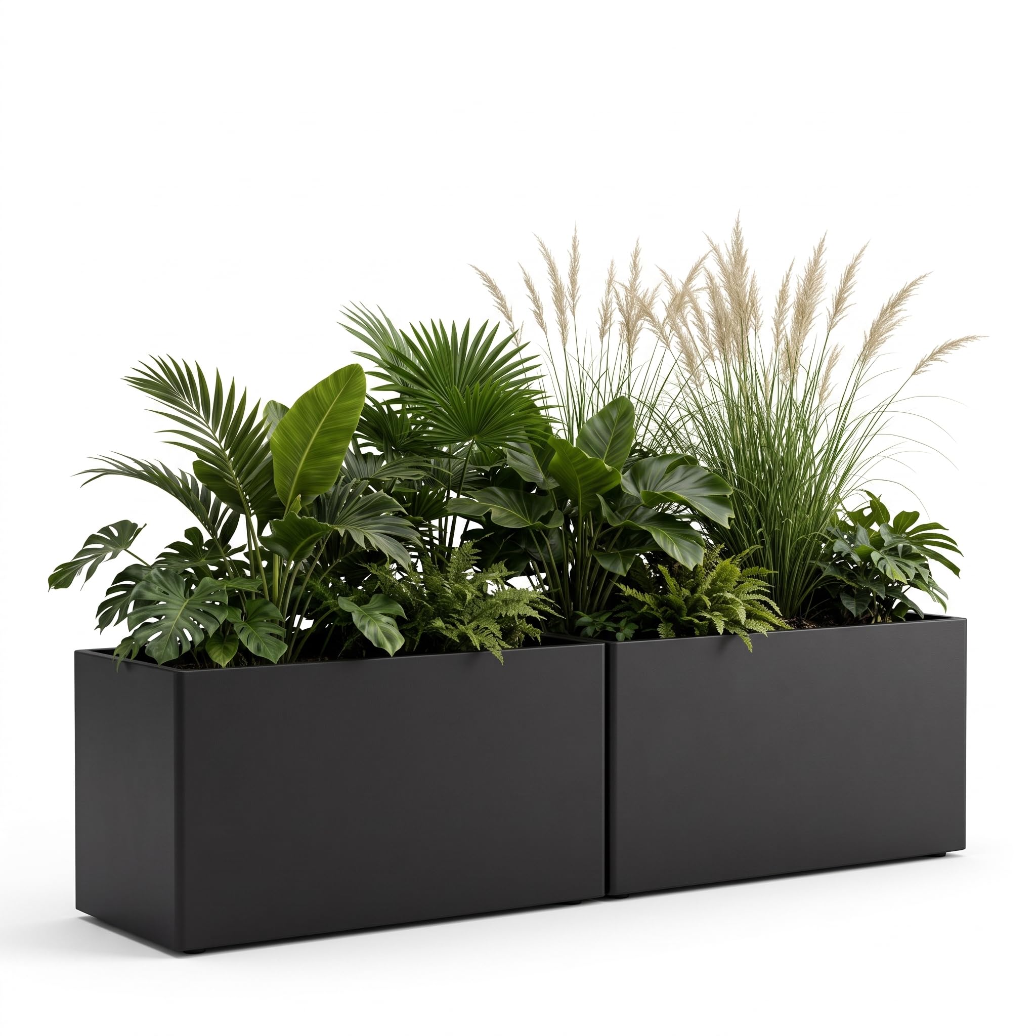 Jardinera Rectangular XXL Grande para Exterior, Set de 2, Jardinera Estrecha de Metal de 70 cm de Largo, Resistente a la Intemperie, Macetero para Flores y Plantas, para Jardín Balcón Terraza y Patio
