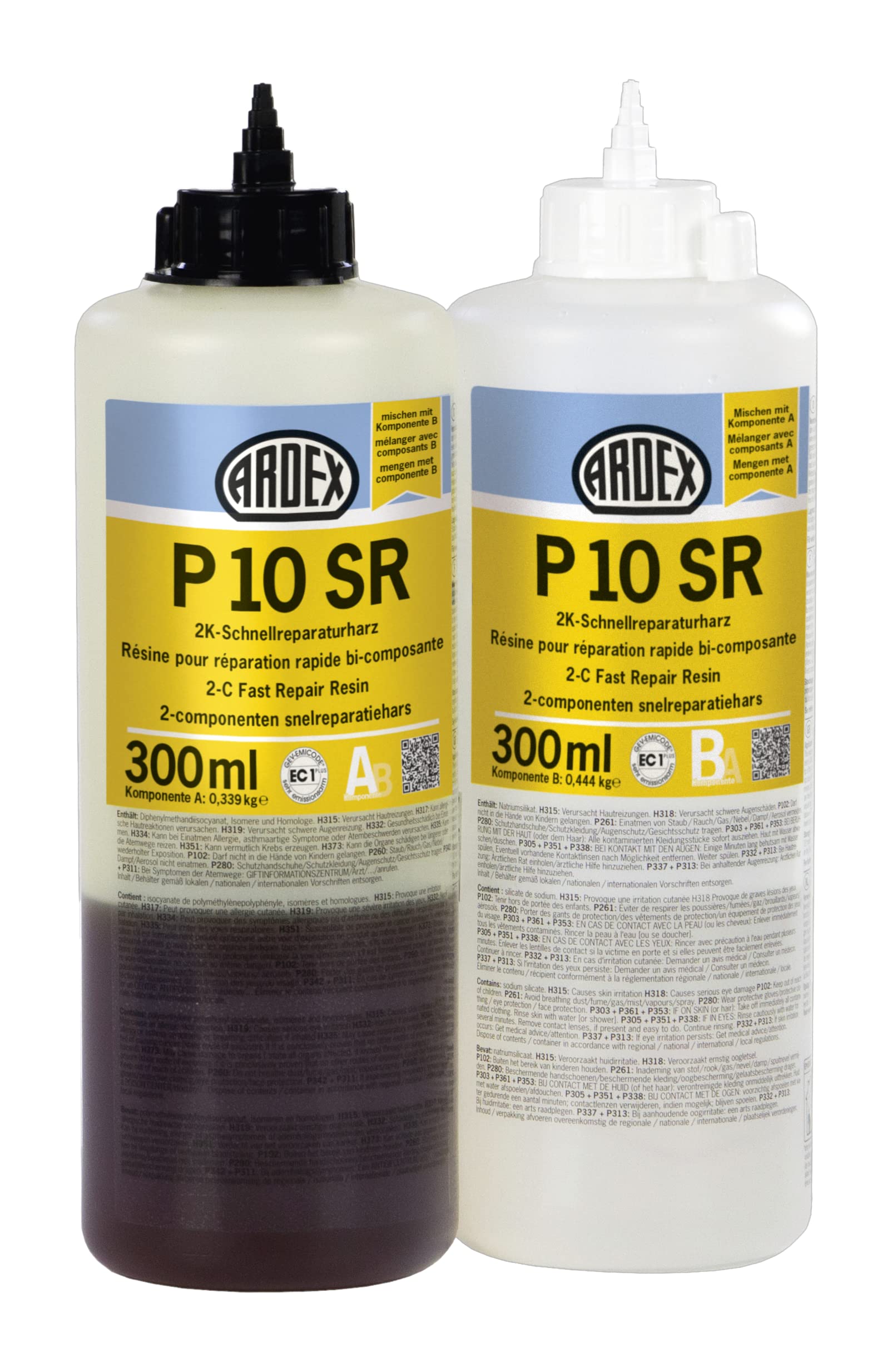 ARDEX P 10SR, Schnellreparaturharz, 2-Komp.-Set m.0,339 l Härterkomp.A, 0,444 l Basisk.B,20 Wellenv+Einmalh