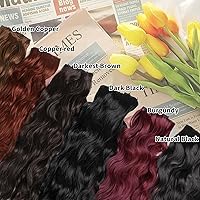 Vista 8 de Extensiones de cabello sintético con clip de 18 pulgadas de largo, color marrón, para mujeres, 5 unidades, rizado, invisible, grueso, suave