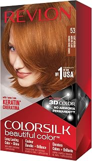 Revlon Colorsilk Beautiful Color, Permanent Hair Dye with Keratin, 100% Gray Coverage, Ammonia Free, 53 Light Auburn