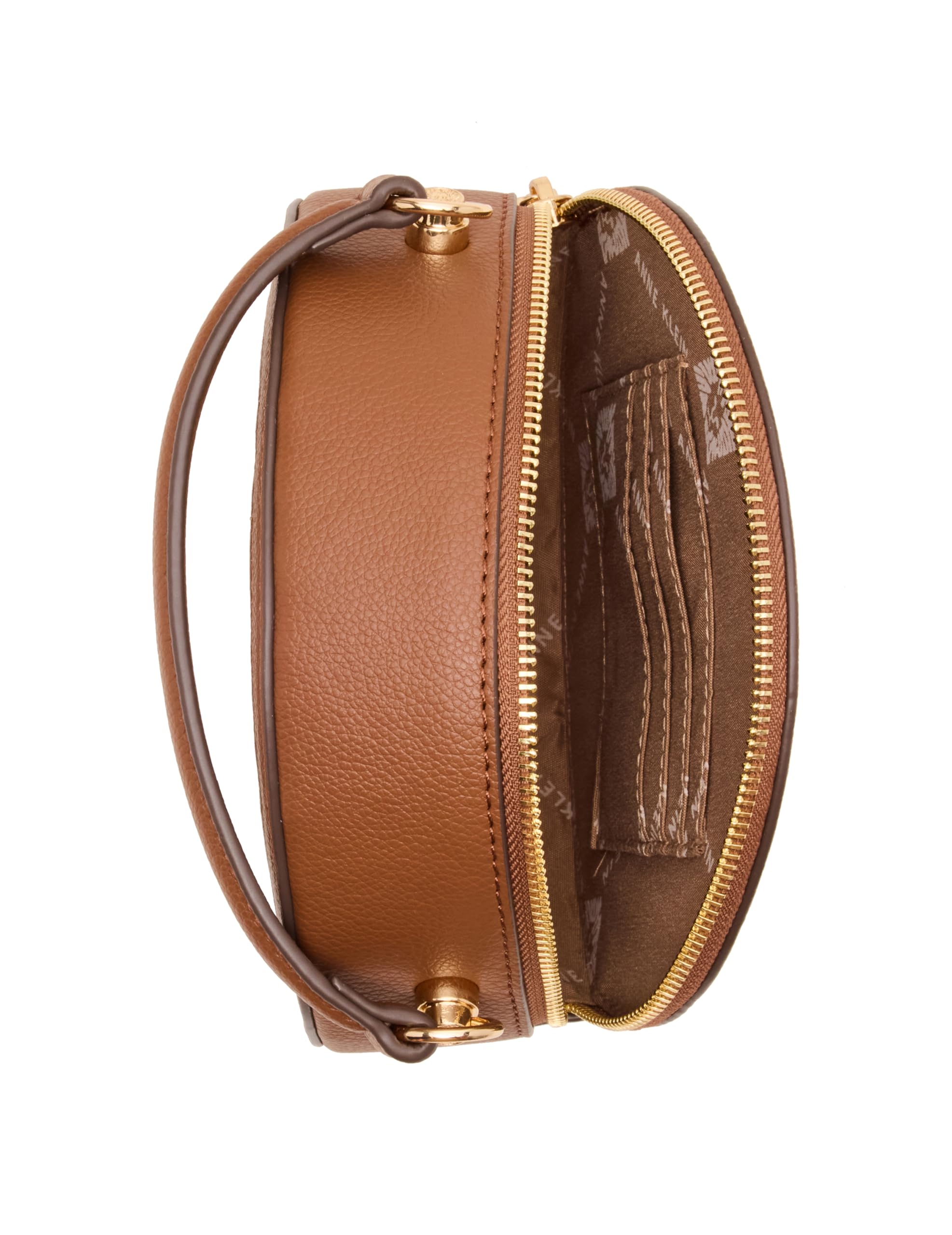 Anne Klein Womens Caning Circle Bag, Natural/Chestnut, Bandolera para Mujer, marrón, Small