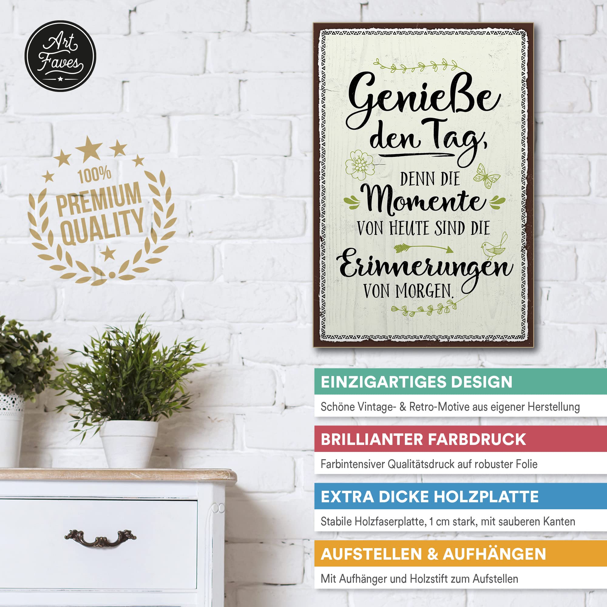 Second Ave Grandad’s Garden Holzschild – Geschenk Zum Vatertag, Ca. 20x10 Cm, Mit Juteseil