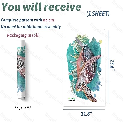 Miniatura 4 de Calcomanía de pared de tortuga marina para cuarto de bebé, animales marinos para baño, extraíble, despegar y pegar, impermeable, decoración de pared