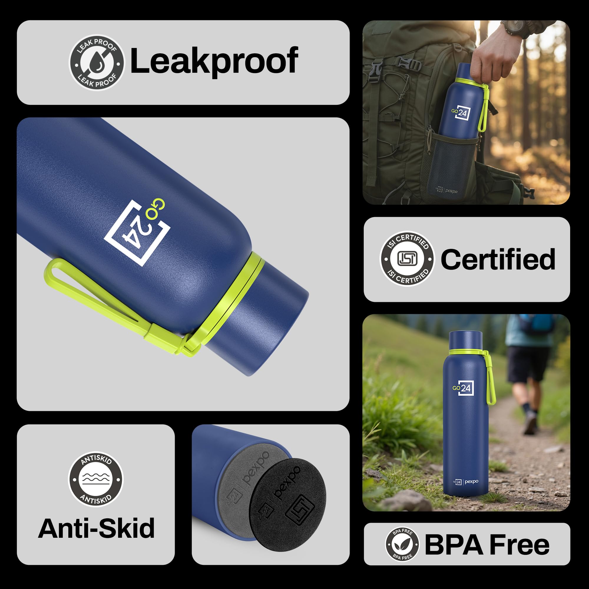 Go24 pexpo Stainless Steel Water Bottle 1 LTR | Thermosteel Flask — Amazon image 7