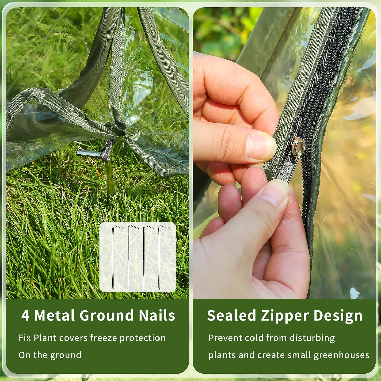 Plant Tent Outdoor Winter, Plant Greenhouse with 4 Fixed Nails,Transparent Mini Small Grow Plant House Tent, Gardening Flowerpot Warm Room Greenhouse Cover for Cold Frost Protector Gardening Plant