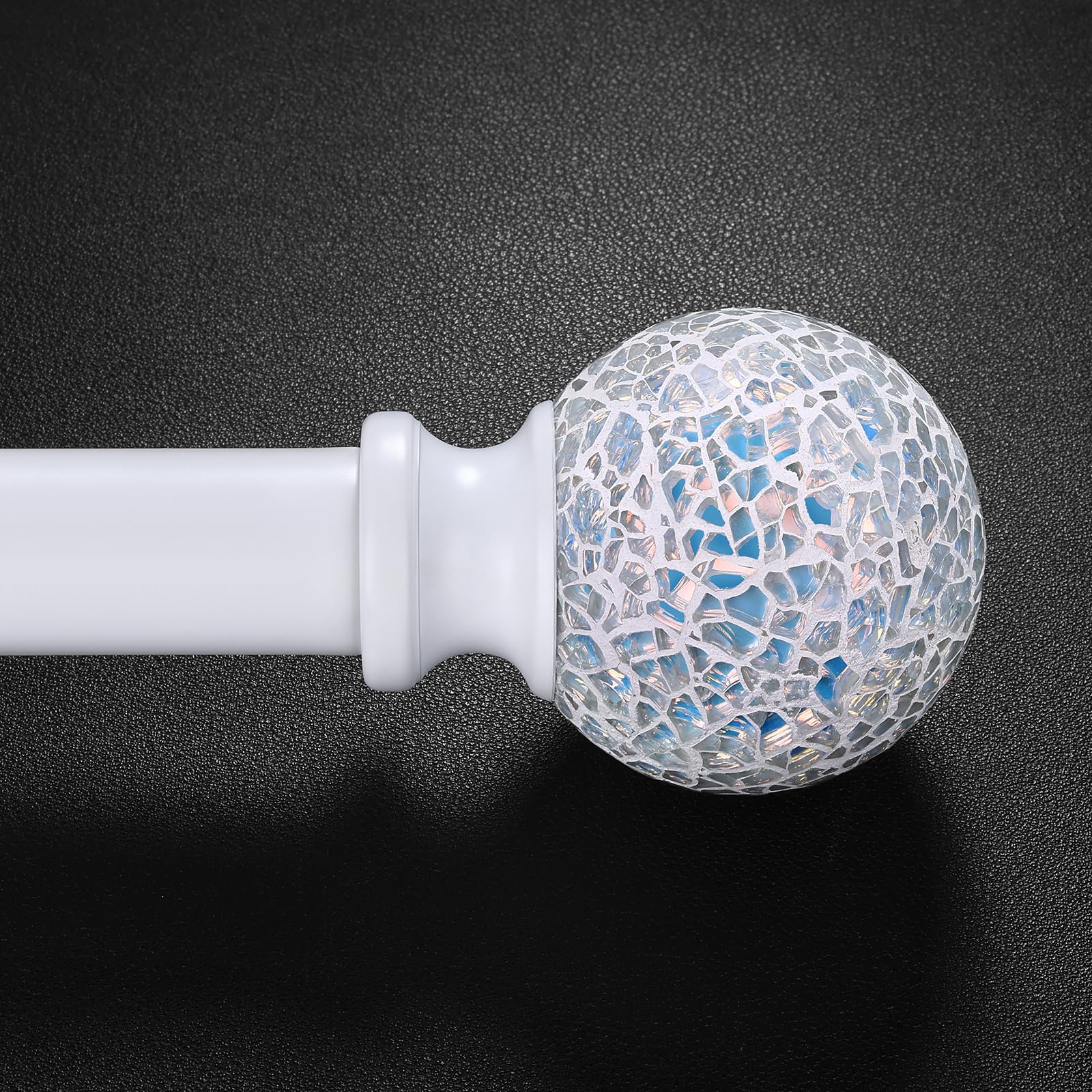White Curtain Rods for Windows 48 to 84 Inch,1 Inch Adjustable Heavy Duty Decorative Mosaic Colourful Ball Curtain Rod, Telescoping Window Rod for