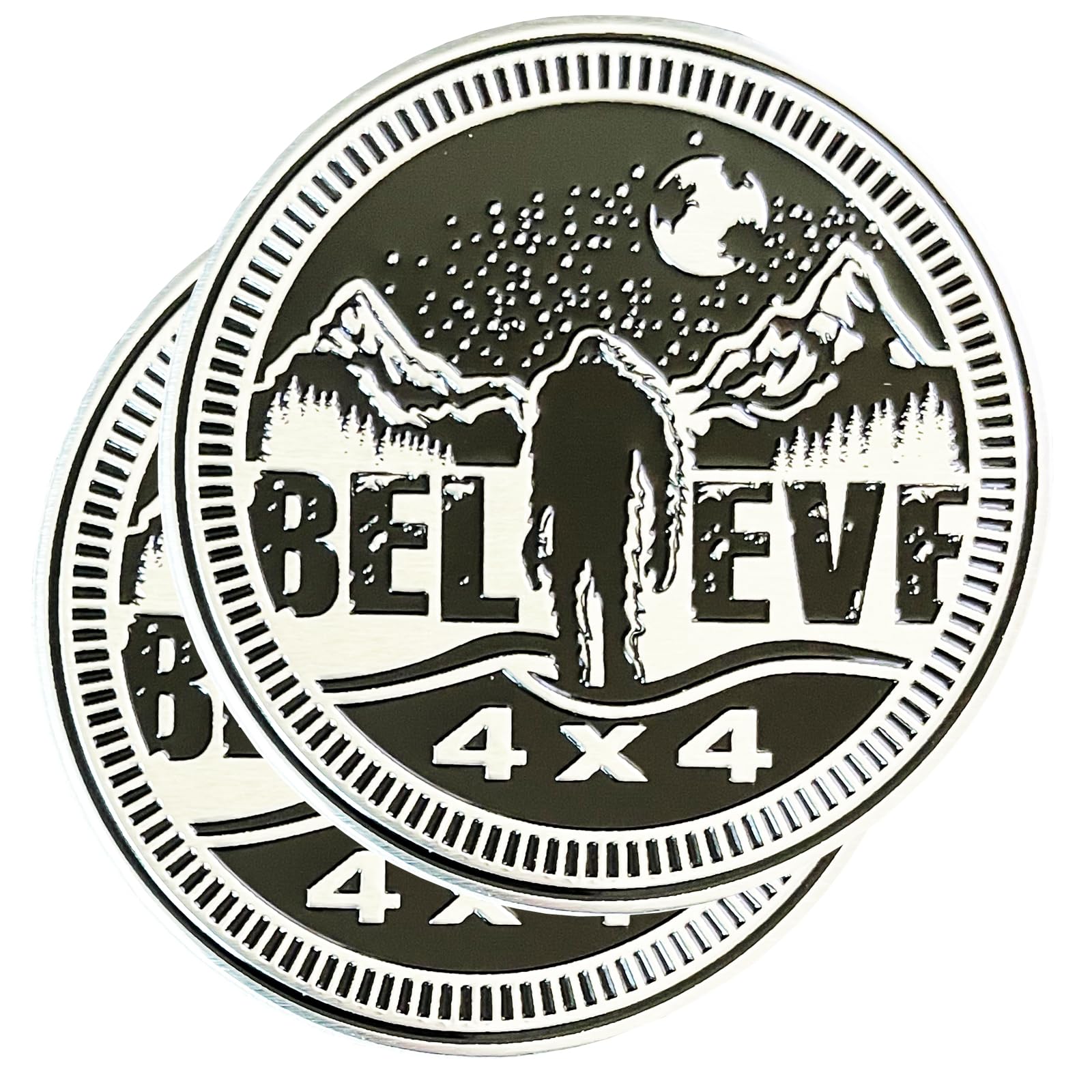 Squatch 4 PCS Metal Automotive Badge, 3D Round Car Badges Emblems, Compatible with Jeep Wrangler Vehicles Trucks SUV RV