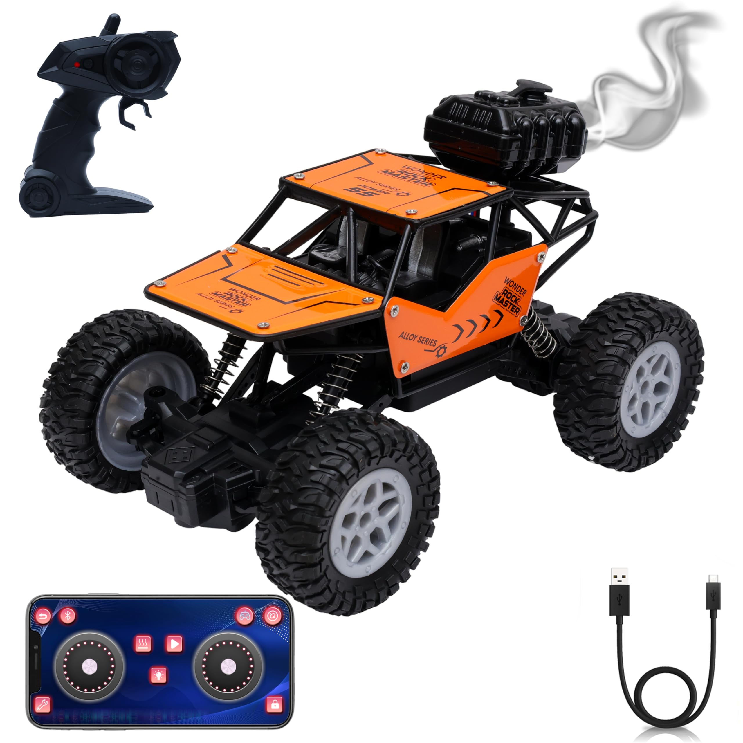 Wonder Remote Control | Rock Master Crawler with Smoke Effect | Off-Road Monster Car for Kids | Rock Climbing Adventure Vehicle | Powerful Stunt Truck | All-Terrain High-Performance RC Toy |-image-14