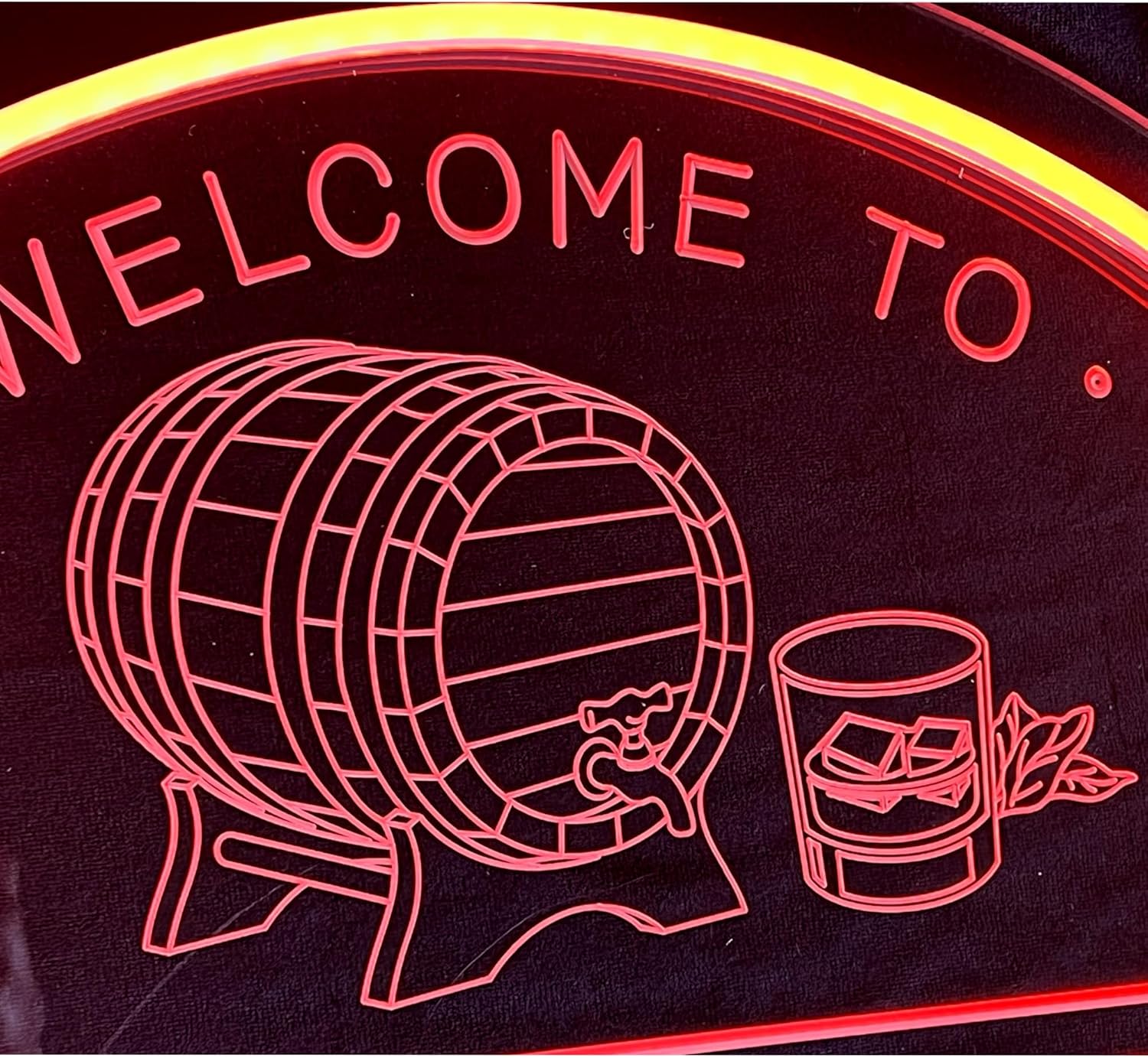 Custom Bar Signs For Home Bar - Personalized Whiskey Barrel Glasses Gift for men Neon Signs Bourbon Barrel Bar Decor Light - Neon LED Bar Sign Wall Decor (WHISKEY BARREL, 20" Round)