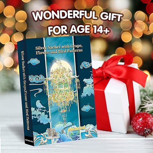 Miniatura 7 de Piececool Rompecabezas de metal 3D para adultos bolsita plateada con uva kits de construcción de modelos 3D juguetes STEM para adolescentes y niños