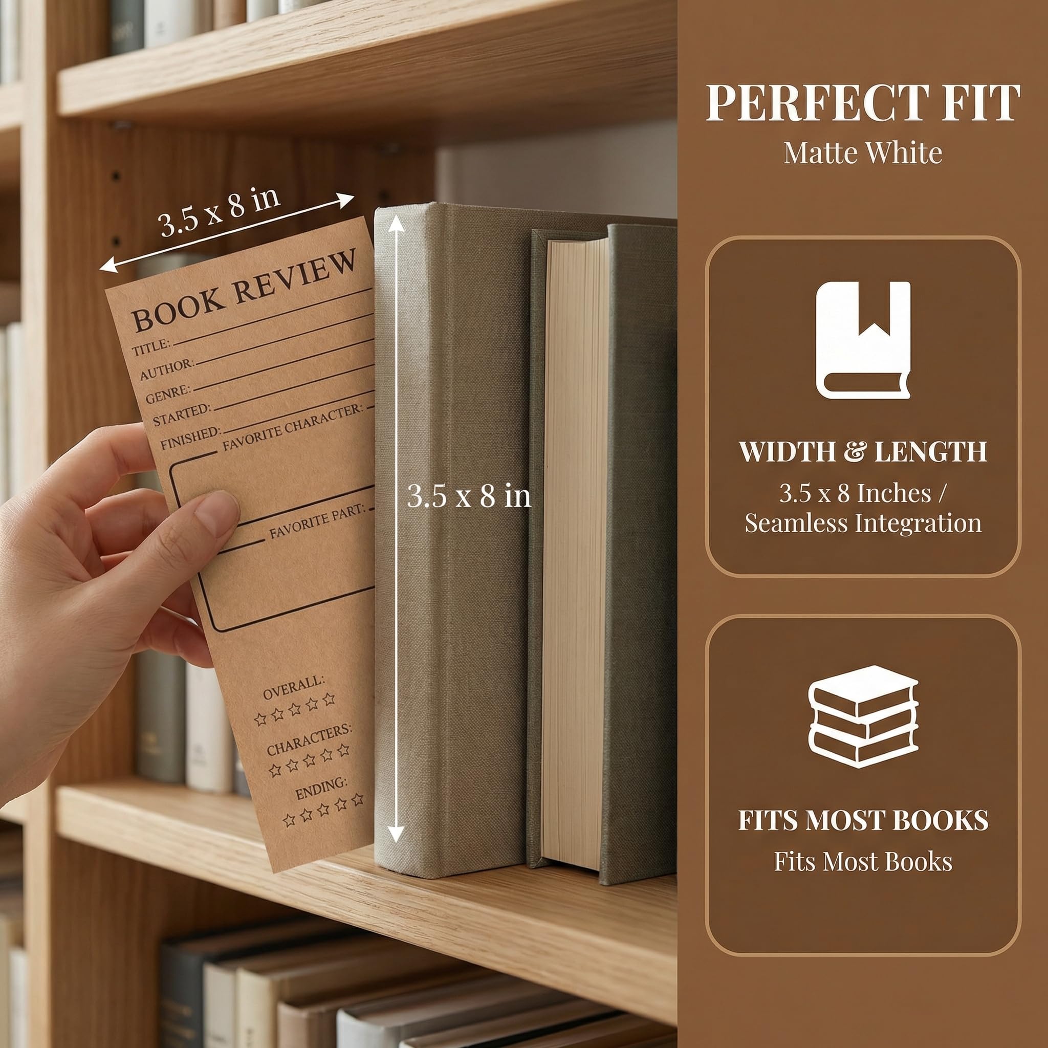 Lesezeichen für Leseliebhaber, 8,9 x 20,3 cm, doppelseitig, Bibliotheks-Tracker, Notizblock, braune Karte, Lesezeichen, Zubehör für Buchliebhaber, 20 Stück