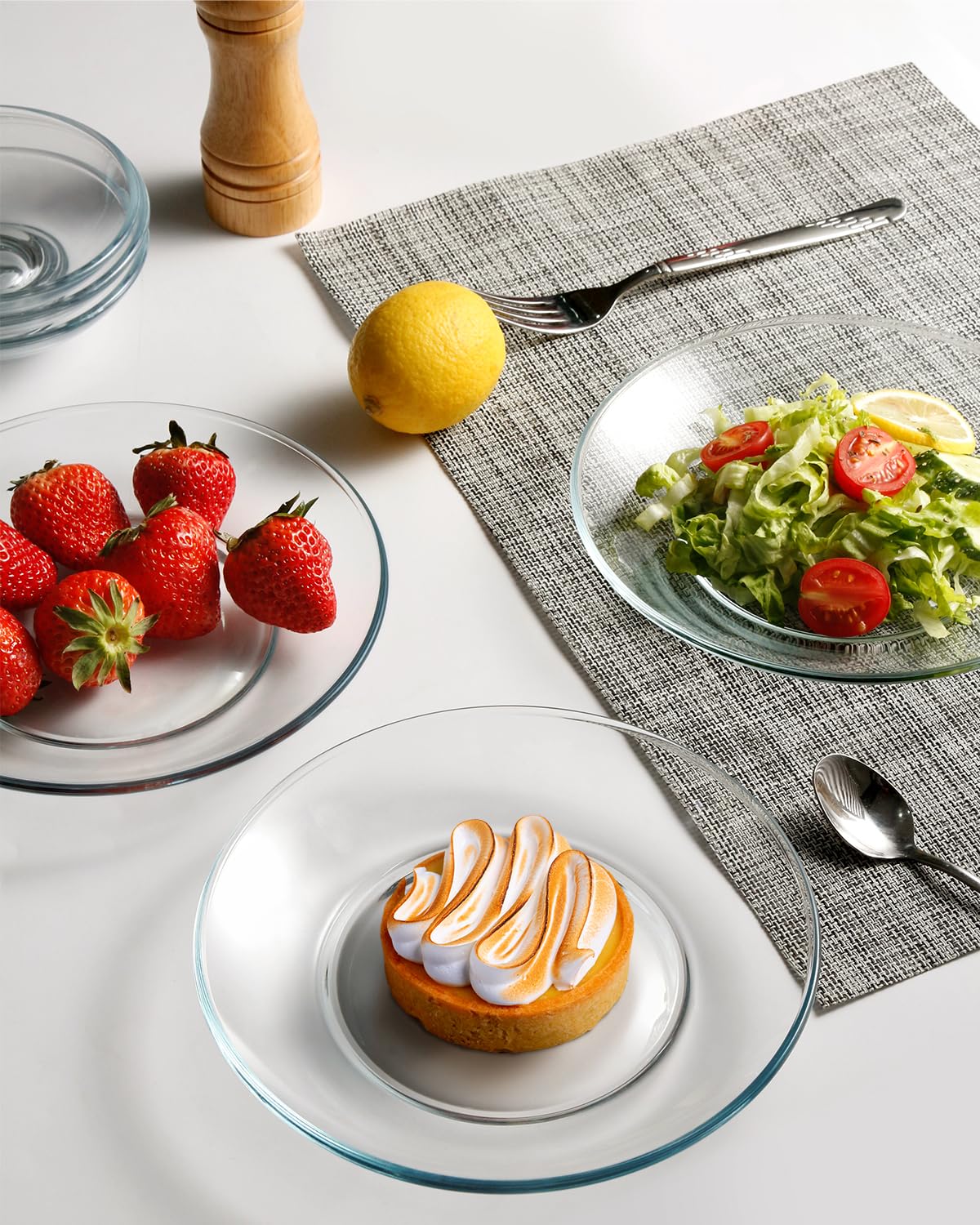 Glass Plate Set GAC Designed Square Tempered Glass Dinnerware Set