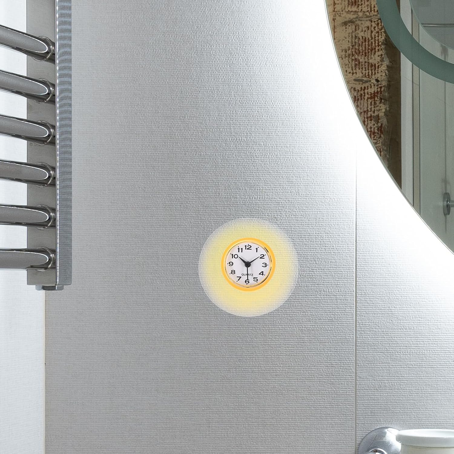 Mobestech Shower Clock with Suction Cup for Bathroom and Kitchen Wall-mountable Decorative Clock with Calendar Display Shatterproof Glass Cover Mist-Resistant for Humid Environments