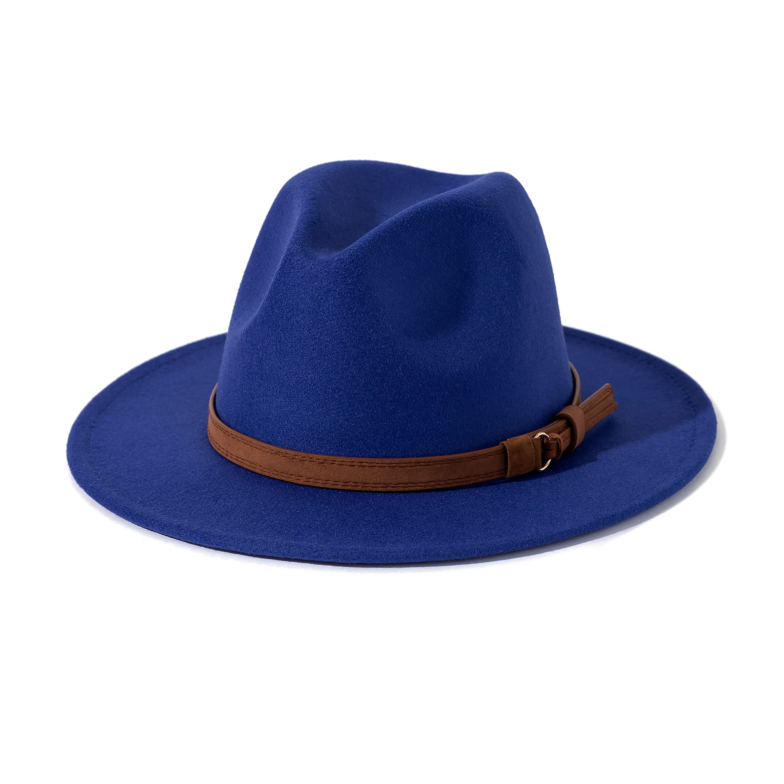 Lisianthus Men & Women Vintage Wide Brim Fedora Hat with Belt Buckle