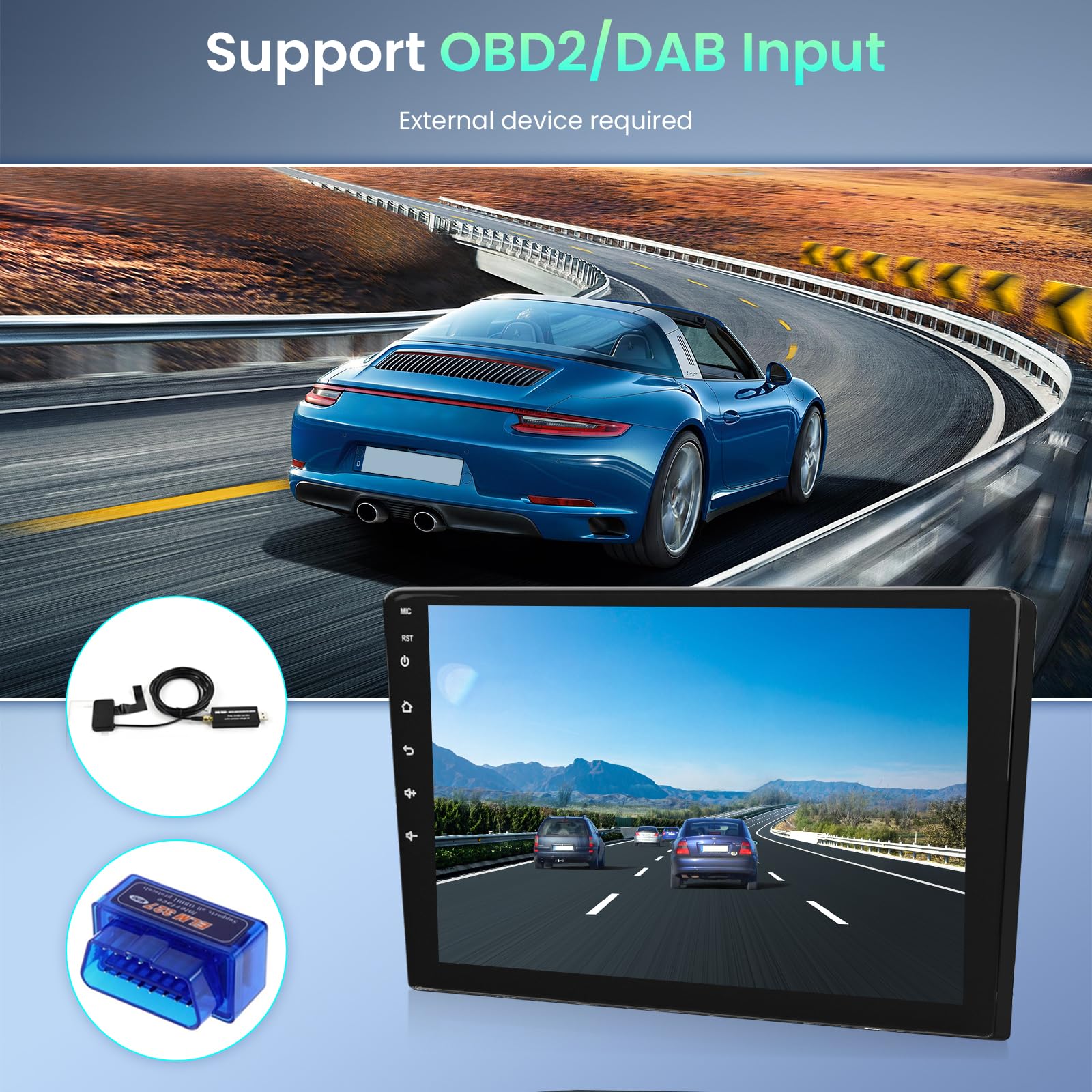 Podofo Android Autoradio GPS per Peugeot 208/2008 2012-2018, 10" Touchscreen Wifi Bluetooth FM RDS Radio Dulica Schermo USB Navigazione per Auto Video Stereo Player +Canbus