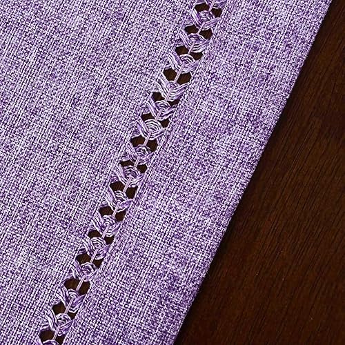 Miniatura 2 de Solid Farmhouse - Camino de mesa rústico con dobladillo cosido lavanda lila morado claro (14 x 90 pulgadas)