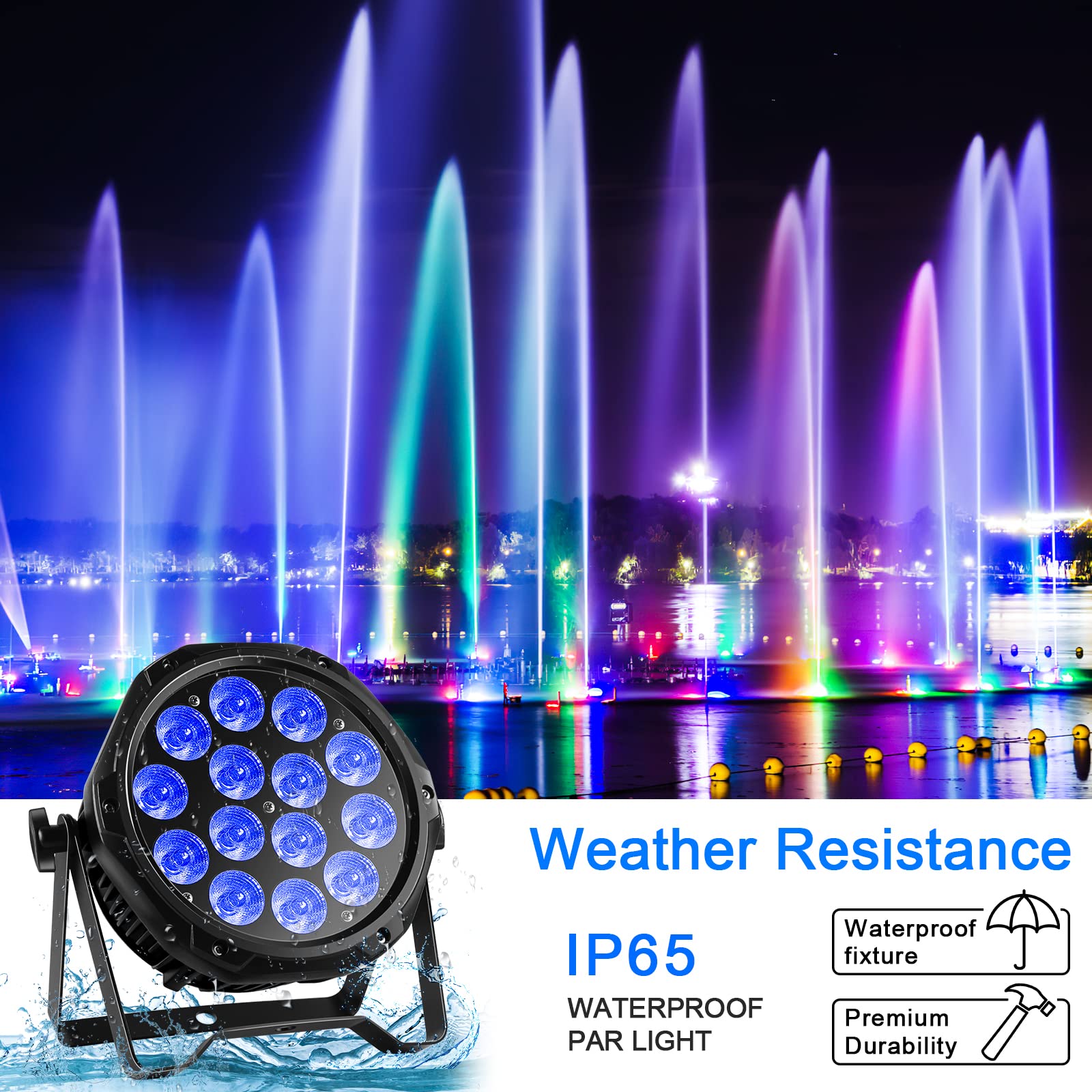 70W LED RGBWYP+CYAN Pin Spot Faretto Luce Di Palco Telecomando DJ - Foto 2