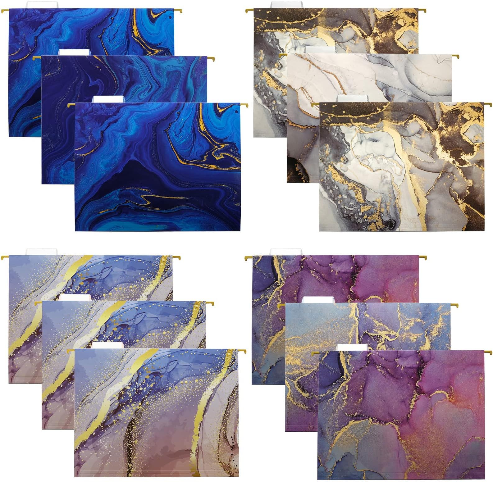 Global Printed Products 12 Pack Hanging File Folders - Marble