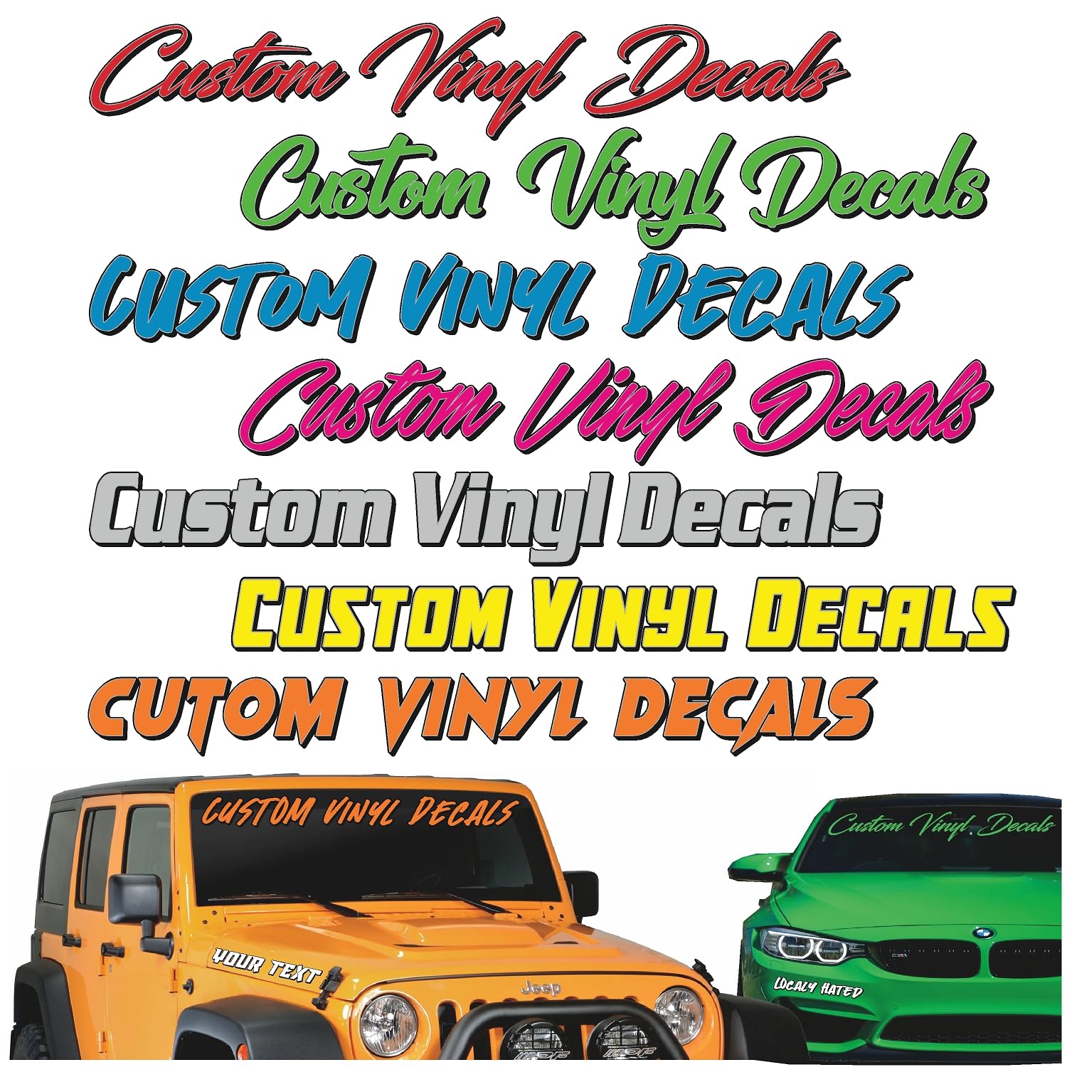 Custom Windshield Decal, Personalized to Order Premium Automotive Vinyl Lettering, Car, Truck, Windshield, Window, Sticker, Graphic, CTDP (Short 4-6