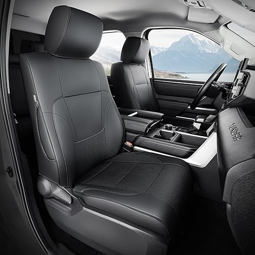 Fundas de asiento para Toyota Tundra Crewmaxdoble cabina 2022 2023 2024, fundas de asiento de cuero hechas a mano para Toyota Tundra accesorios