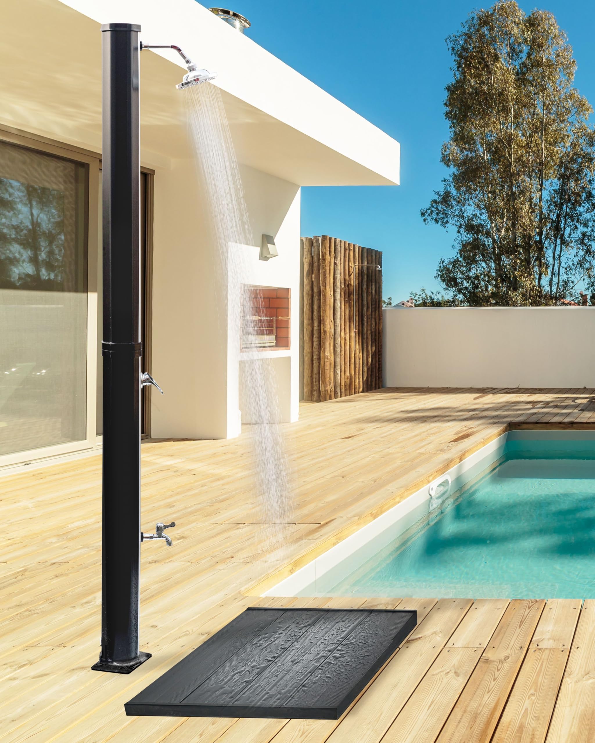 Beliani Ducha Solar Independiente de Exterior PVC con energía Solar Negro Tuxpam
