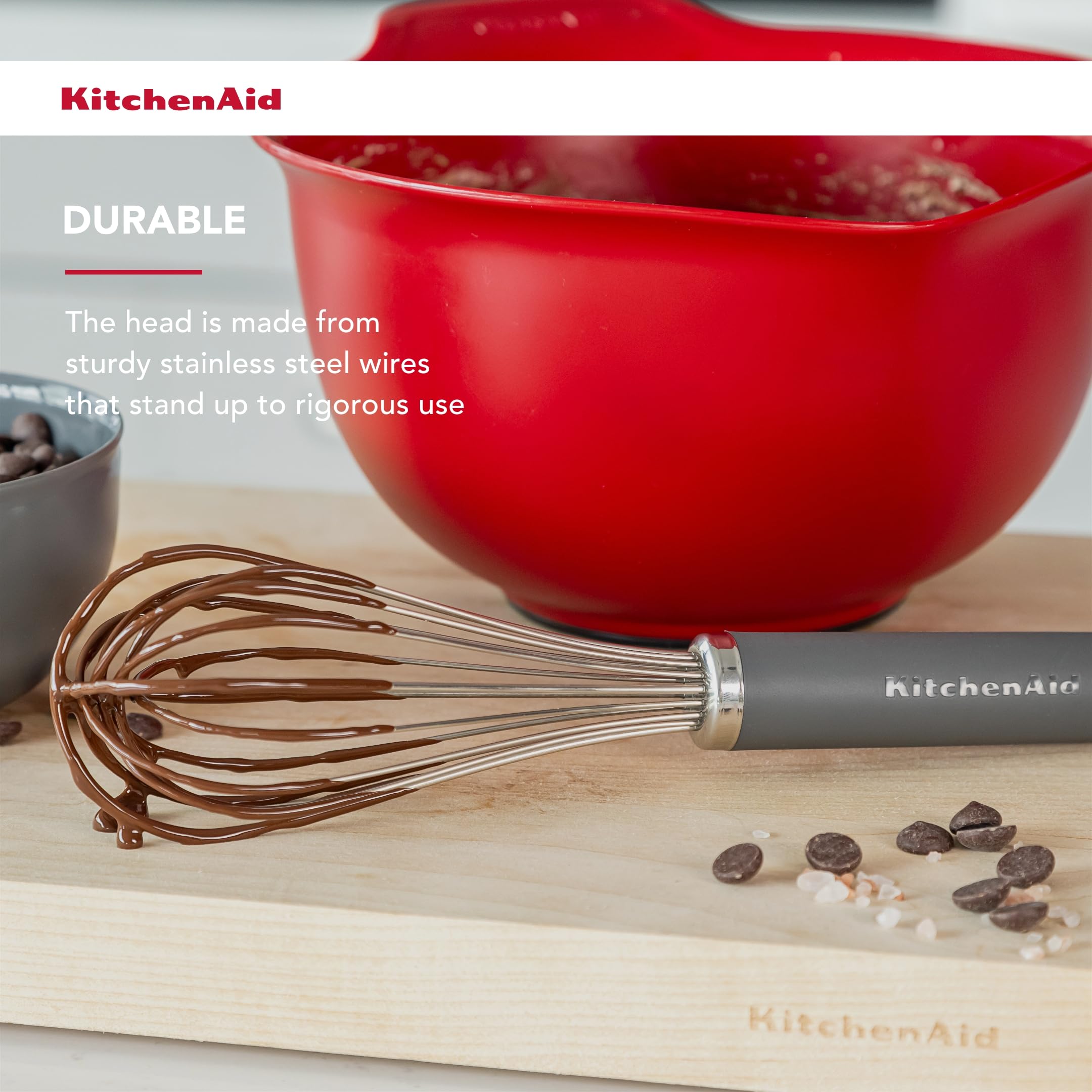 KitchenAid Soft Grip Utility Whisk - Charcoal Grey, Multicoloured - Image 3