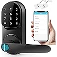 WiFi Smart Door Lock with Fingerprint & Camera - Keyless Entry with Handle & Keypad