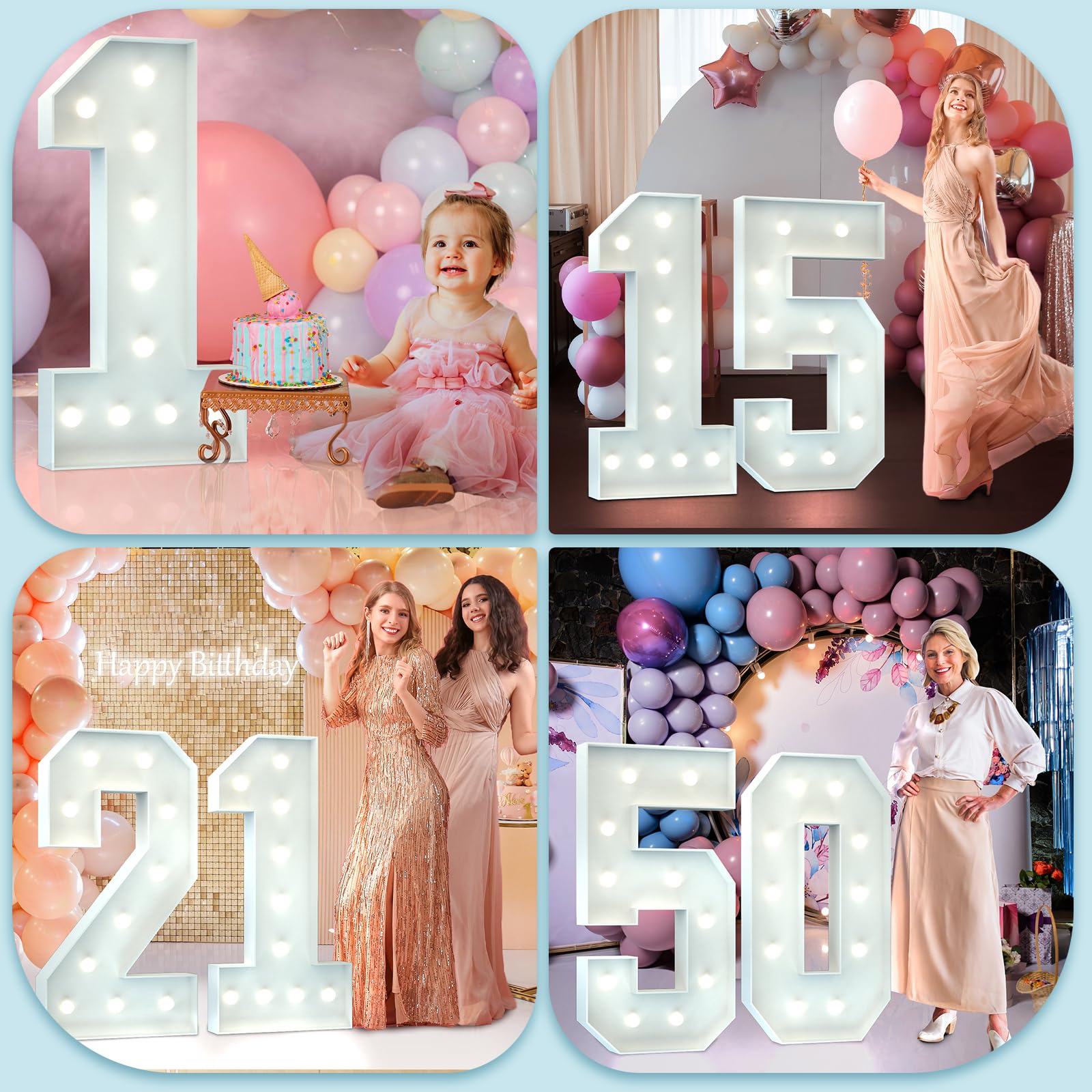 120cm Bianco Numeri Luminosi,1Anni Decorazioni,Decorazioni Compleanno,Numero Grande con LED,Decorazioni Festa Nozze 1 Anniversario,Numeri Luminosi Giganti Compleanno,Numero 1