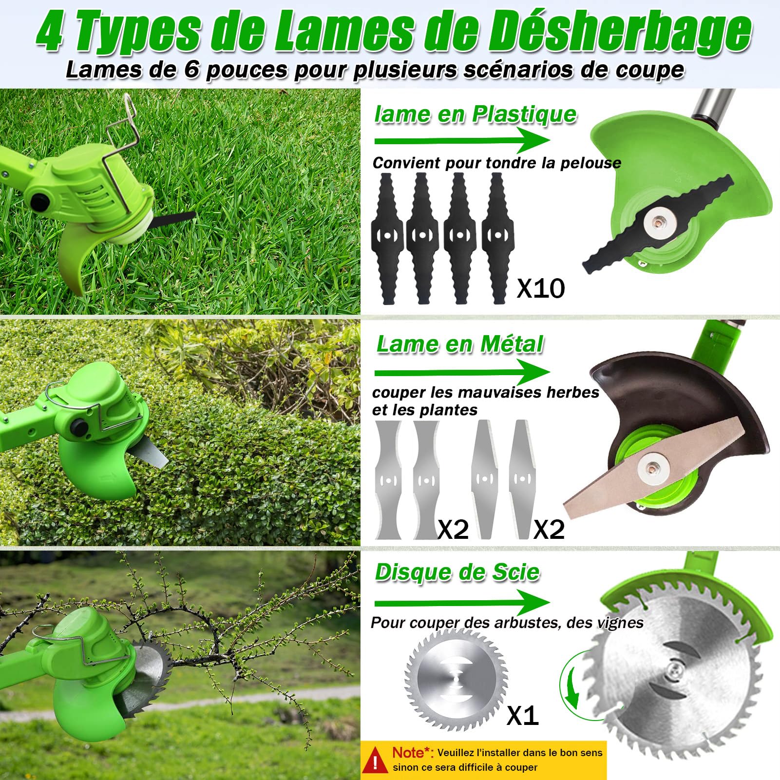 DéBroussailleuse à Batterie Electrique sans Fil 21V 2.0Ah Coupe Bordure avec 2 Batterie et Chargeur de Coupe Bordure avec et Roues Amovibles,Légères et à Faible Bruit,pour Jardin, Pelouse, Ferme