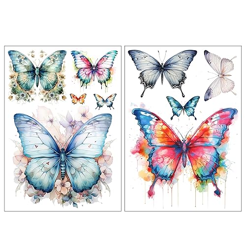 Everjoy Calcomanías de tatuaje temporales de mariposa de acuarela realistas, tatuajes falsos impermeables, decoraciones corporales para mujeres y