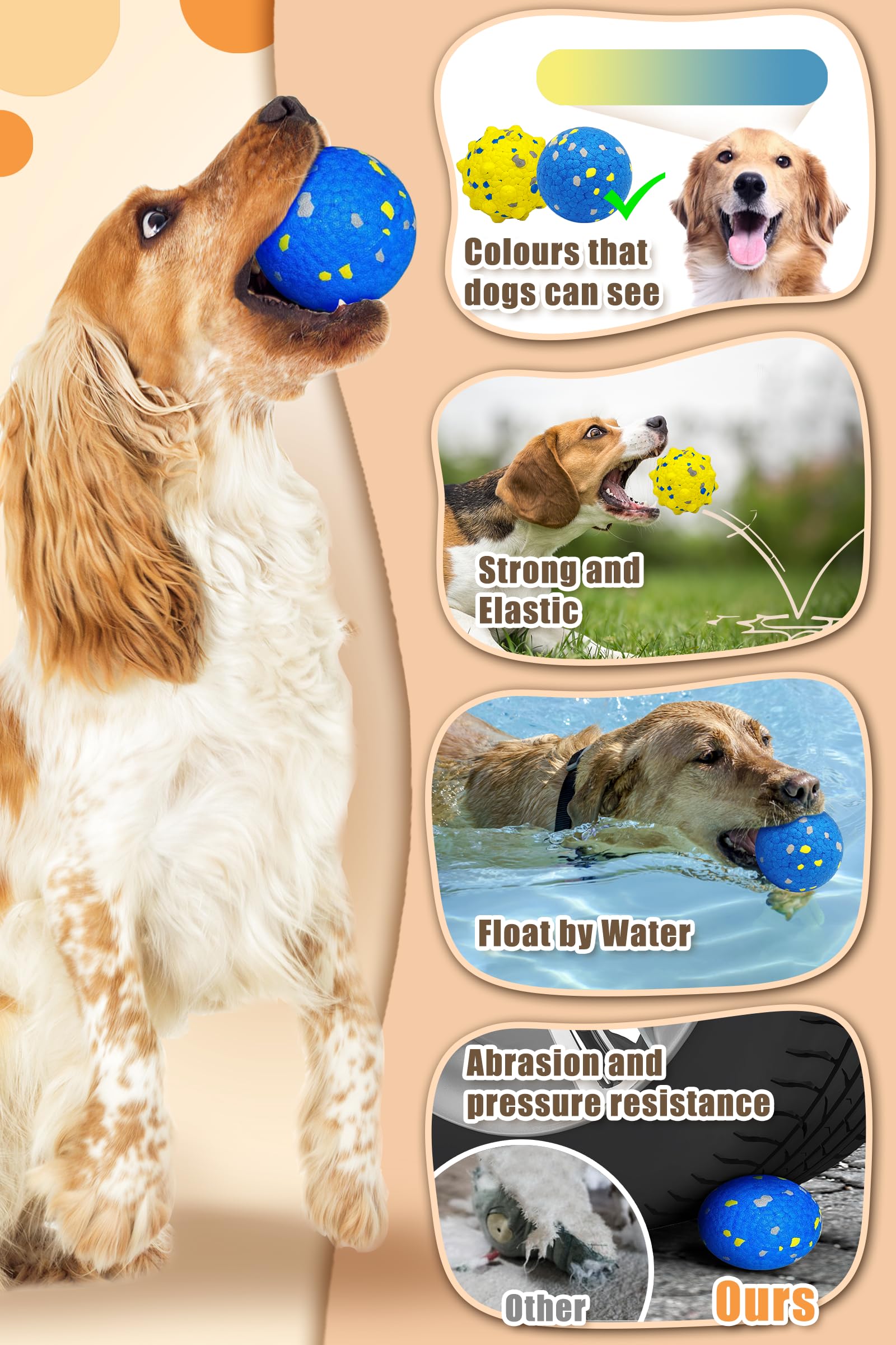 Pelotas mejoradas para perros para masticadores agresivos, pelotas de tenis indestructibles para perros, bolas de juguete duraderas para perros, juguetes interactivos para perros para juego de
