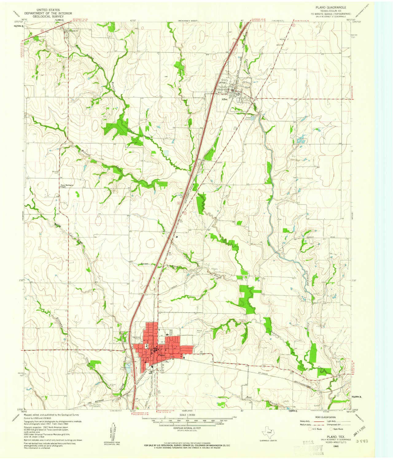 YellowMaps Plano TX topo map, 1:24000 Scale, 7.5 X 7.5 Minute, Historical, 1960, Updated 1961, 27 x 23 in - Paper
