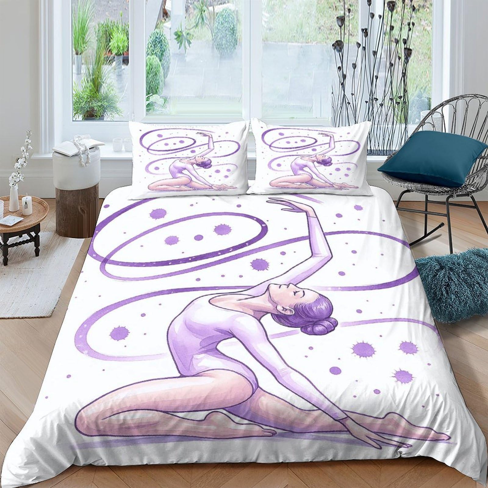 Ctjqhvkz Style-9 3D Printed Ballet Dancer Fitted Sheet Microfiber Soft Purple Artistic Swirl Mattress Cover For Bedroom Dorm Decor Single（135X200cm）