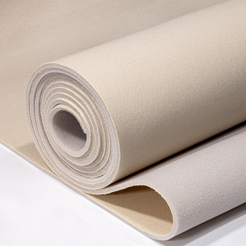 Babnecl Auto Headliner Fabric 74" L × 60" W Mesh Type with Foam Backing - Tube Packaging - Beige Interior Replacement Material for Car/Truck/SUV/RV Roof - Home Repair/DIY Headliner Material