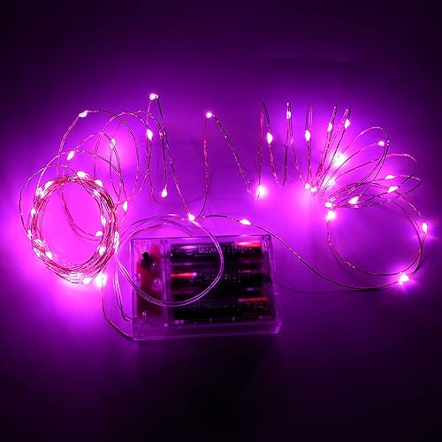 Miniatura 2 de Uhugu Luces de Navidad alimentadas por pilas, luces de Navidad alimentadas por batería de 16 pies con 8 modos intermitentes y temporizador de 8