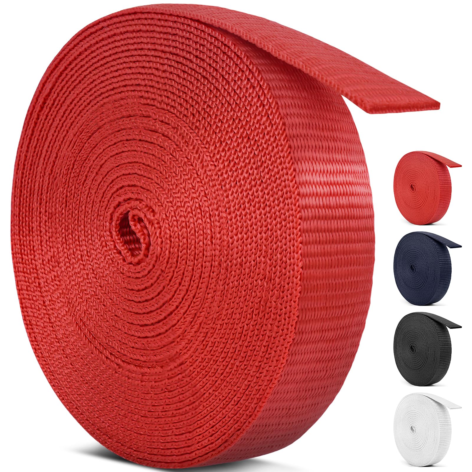 Aystkniet Webbing, 25mm Polypropylene Webbing Strap, Red, 9M
