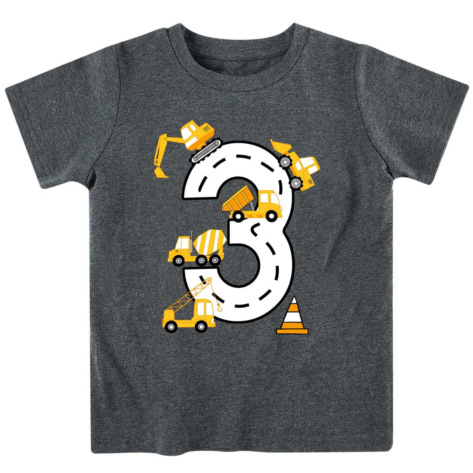 kids4ever Geburtstags Jungen T-Shirt Bauparty T-Shirts Bagger Baumwolle Kurzarm Shirts 2-6 Jahre