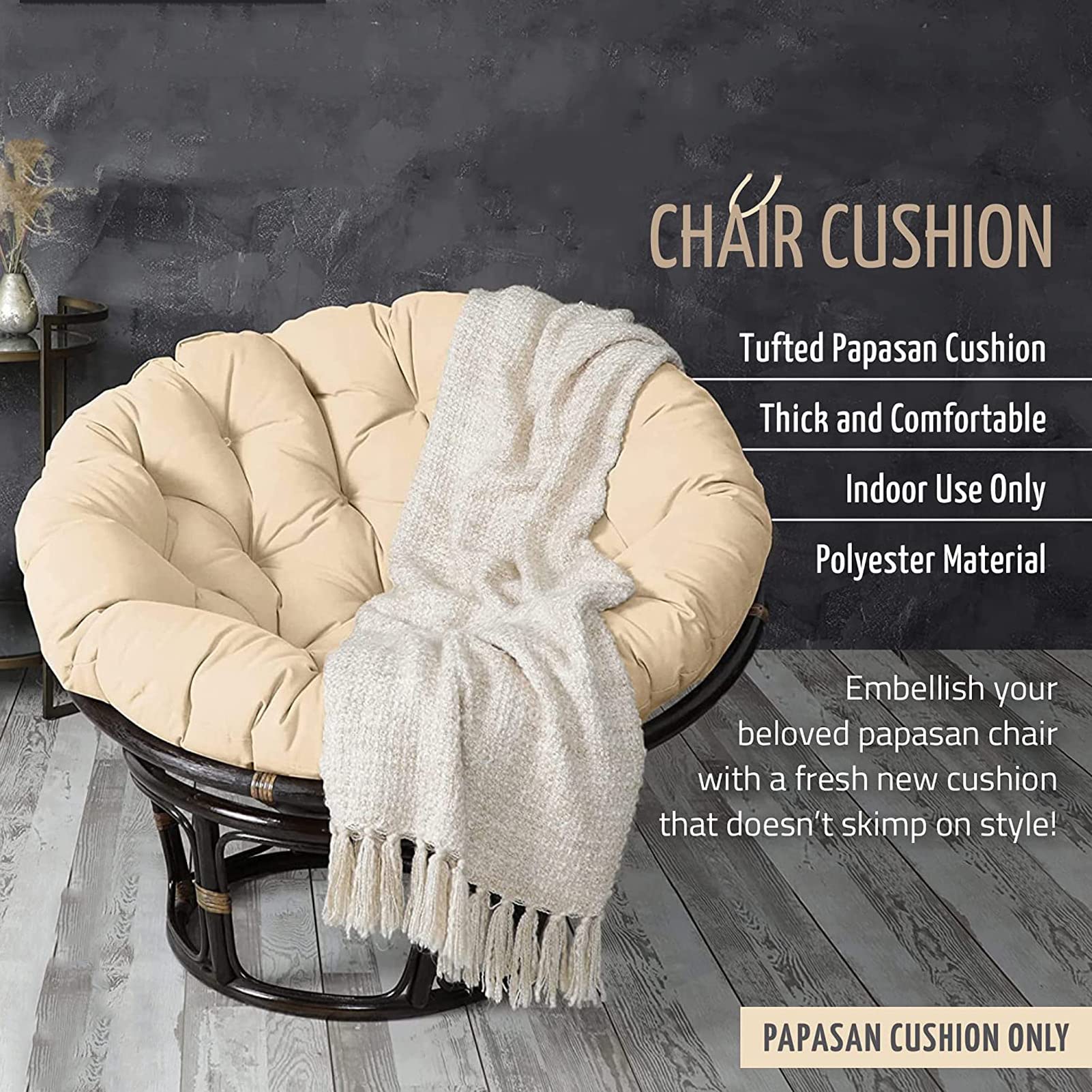 Housse De Coussin Papasan Imperméable - Lavable En Machine, Avec Fermeture éclair, Taille 120 Cm, Kaki