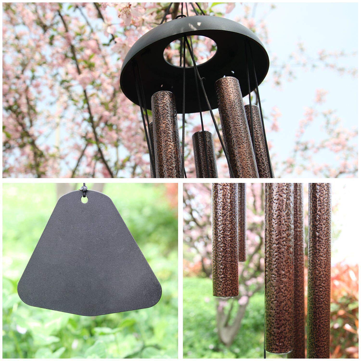 Campanelli A Vento In Metallo 78,7 Cm Con Albero Della Vita | Decorazione Da Esterno Per Giardino, Patio, Veranda | Regalo Per Donne E Uomini