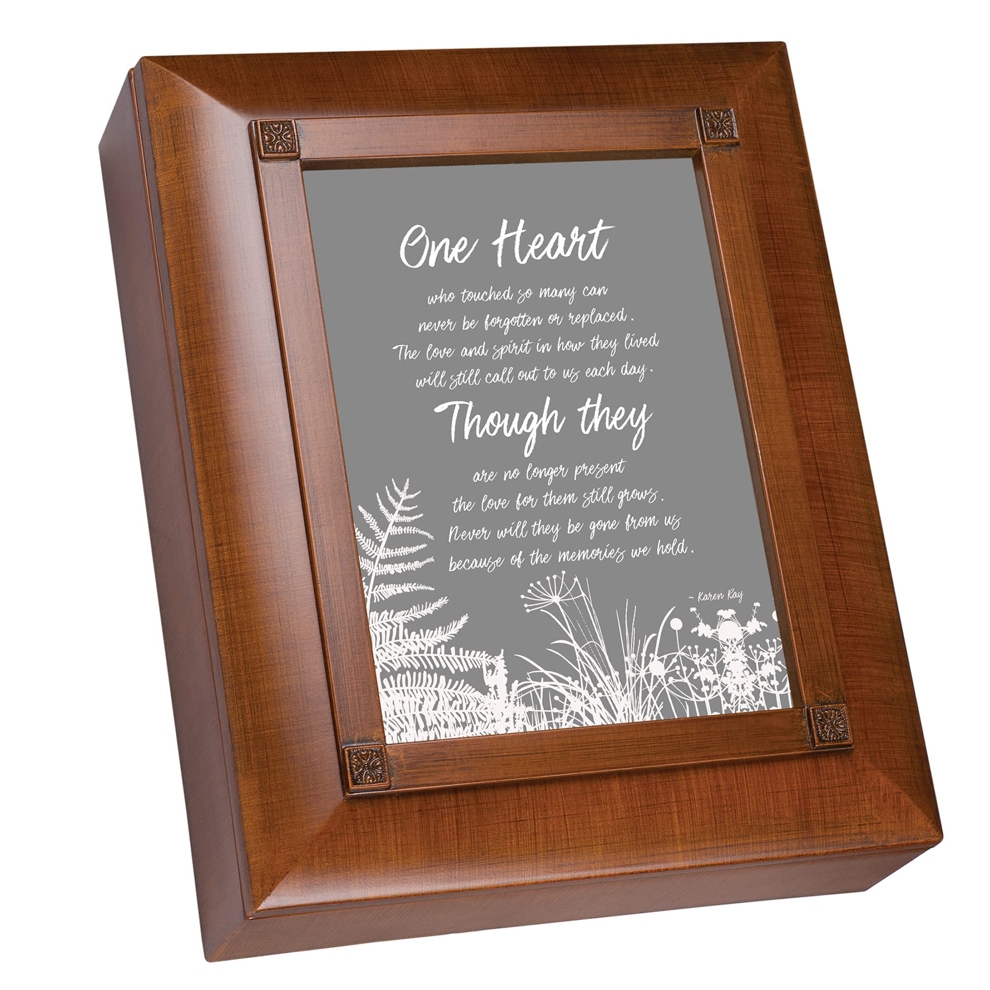 Cottage Garden One Heart Touched Many Woodgrain Remembrance Keepsake Box