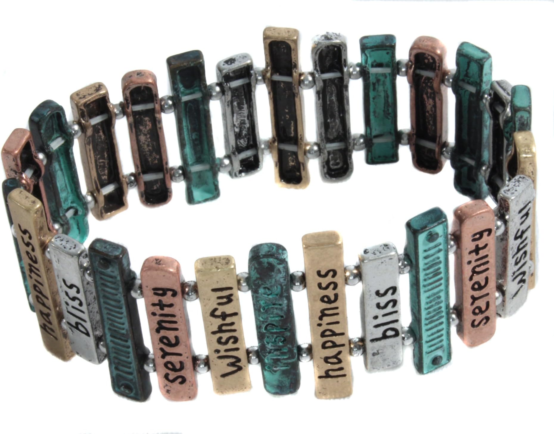 Story Women's Happiness Messages Stretch Bracelet Multi-coloured Verdigris