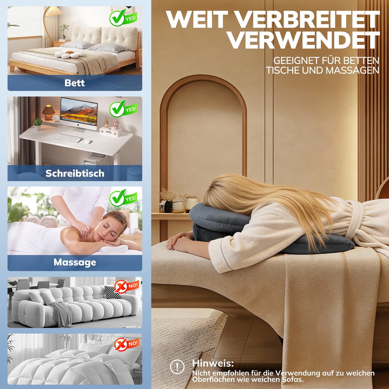 Bauchschläferkissen mit Kopfloch, Face Down Recovery Pillow für Retina- & Augen-OP, Vitrektomie & BBL Erholung, erhöhtes Keilkissen mit Atemöffnung, weicher Flanell & Samtfüllung für Bauchlage